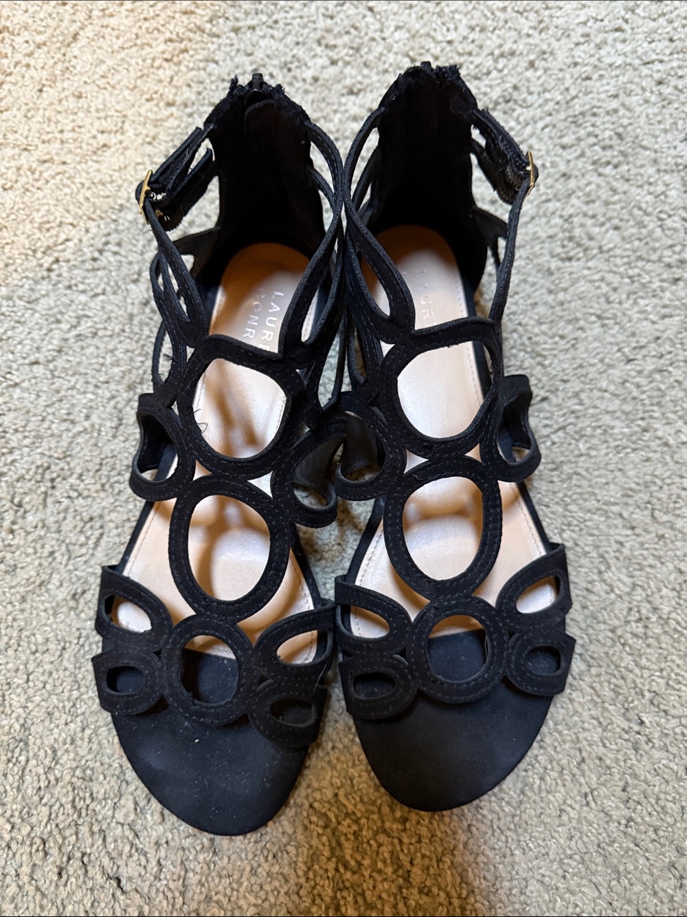 LC Lauren Conrad Black Circle Cutout Dress Sandals